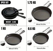 AIYI Cast-Iron Skillet Set (3-Piece) | Professional Cooking Bundle